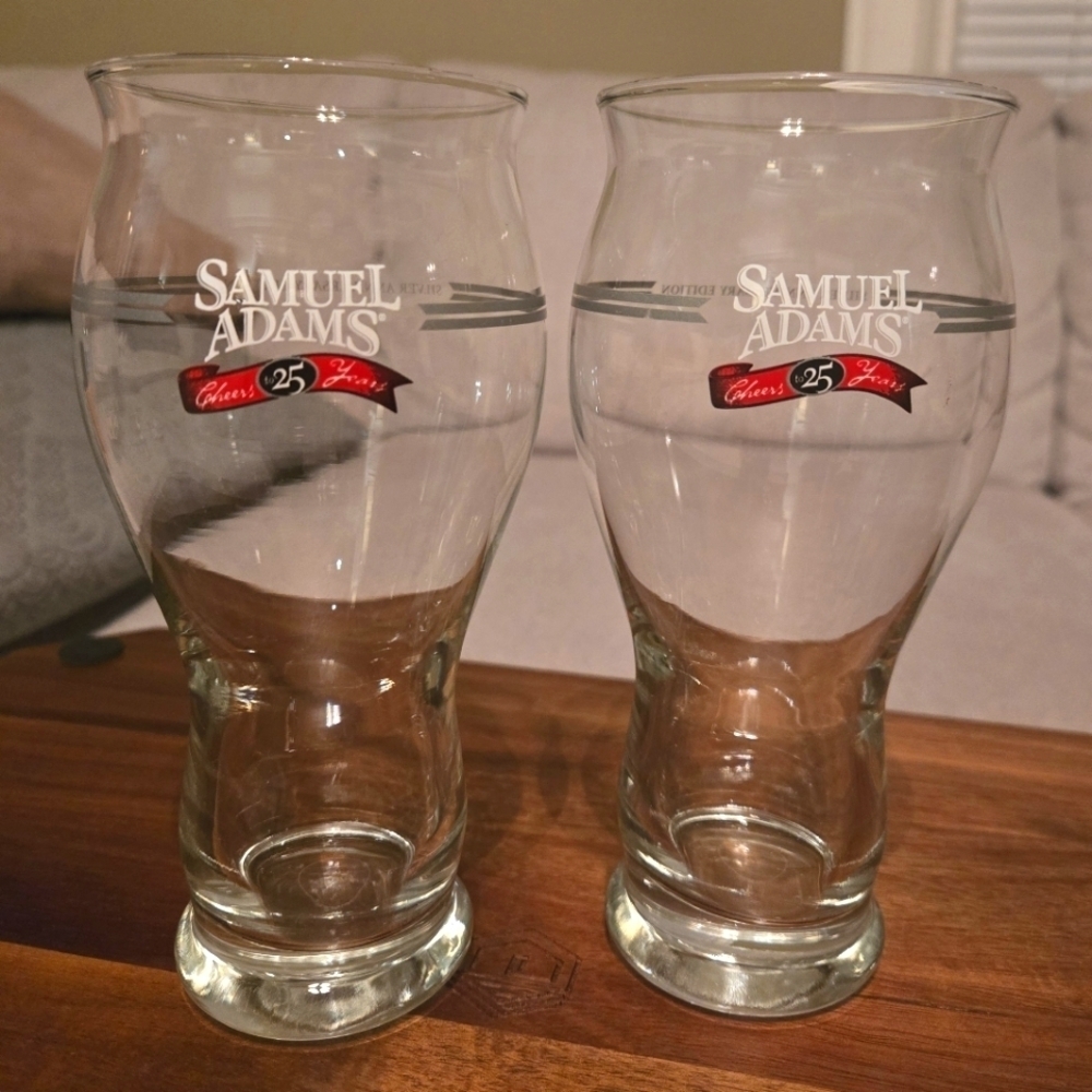 NWOT | Samuel Adams | Silver Anniversary Beer Glass Set | Cheers to 25 Years